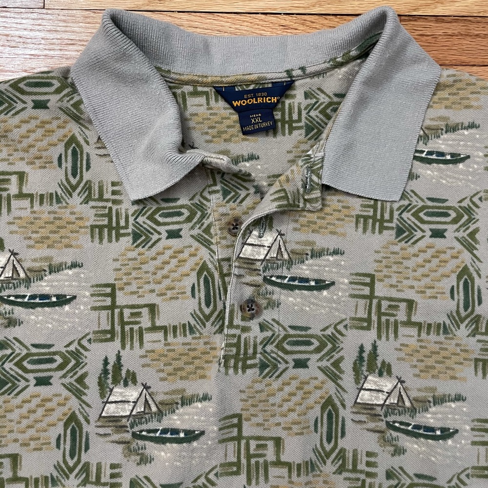 WOOLRICH Cotton Camping Theme Polo Shirt - Picture 3 of 12